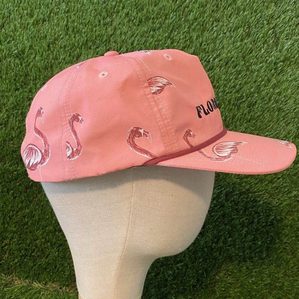 Flomotion Pink Flamingo Snapback Hat Performance‎ Golf Beach Graphic Florida